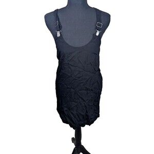 Silence + Noise Mini Dress Black Rayon Scoop Neck Adjustable Clip Straps XS